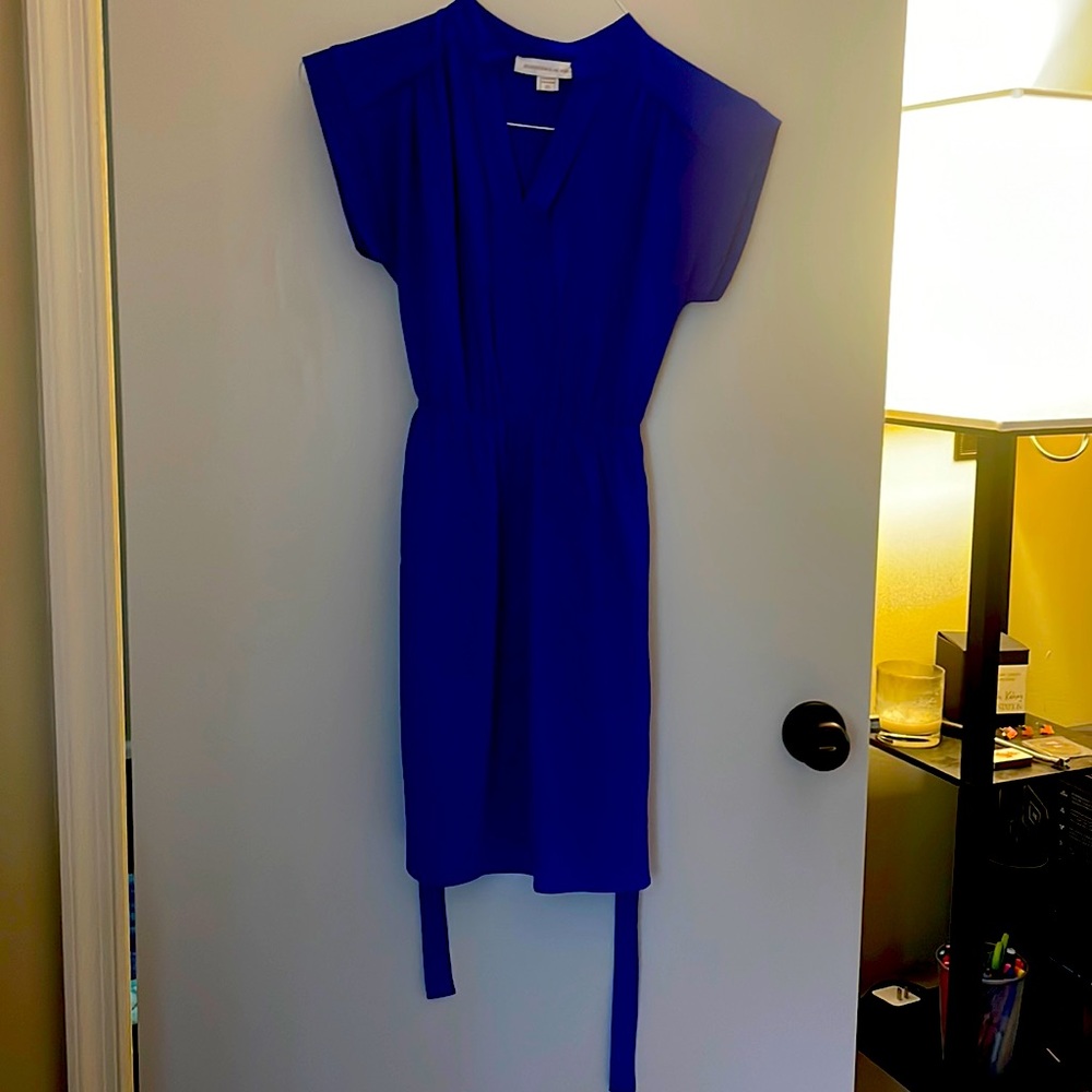 Electric blue mini dress with tie